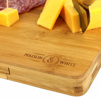 Load image into Gallery viewer, Bamboo Cheese Board &amp; 4 Knife Set