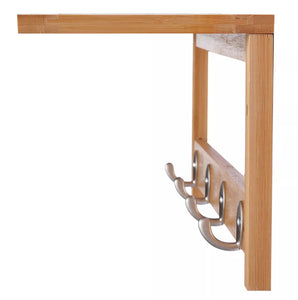 Mounted Bamboo Shelf Clothes Rack Hanging Coat Hooks Hallway Wall Kitchen • New Valu2u • Free Delivery