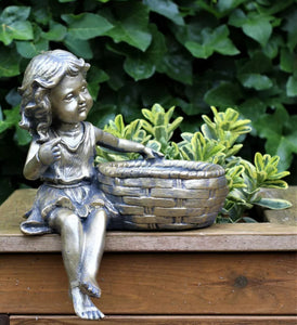 Garden Ornament Planter Cherubs Boy & Girl