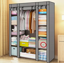 Load image into Gallery viewer, LARGE FABRIC CANVAS WARDROBE WITH HANGING RAIL SHELVING CLOTHES STORAGE • NEW valu2U • FREE DELIVERY