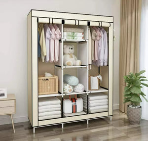 Wardrobe with 6 Storage Shelves, 2 Hanging Sections