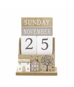Shabby Chic Wooden Perpetual Desk Calendar  • New Valu2u • Free Delivery