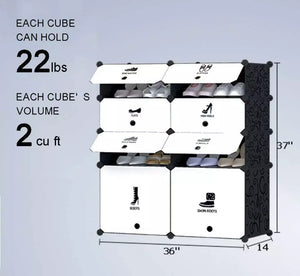 DIY 8 Cube Shoe Rack Multi Use Modular Organizer Storage Plastic Cabinet