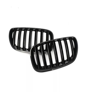 Pair Front Kidney Grill Grille Gloss Black For BMW X5 E53 Facelift 04-06