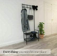 Load image into Gallery viewer, Coat Rack Hall Clothes Rail with 2-Tier Shoe Storage