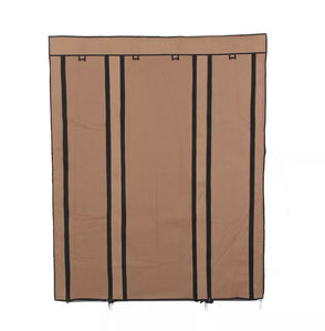 LARGE FABRIC CANVAS WARDROBE WITH HANGING RAIL SHELVING CLOTHES STORAGE • NEW valu2U • FREE DELIVERY