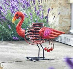 Solar Powered Flamingo Spiral Light Outdoor Garden Exotic Bird Statue LED
