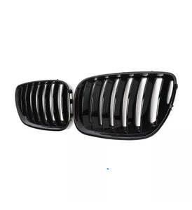 Pair Front Kidney Grill Grille Gloss Black For BMW X5 E53 Facelift 04-06