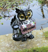 Load image into Gallery viewer, Large Solar Garden Ornament Owl Lamp Welcome Decor Patio Indoor Outdoor