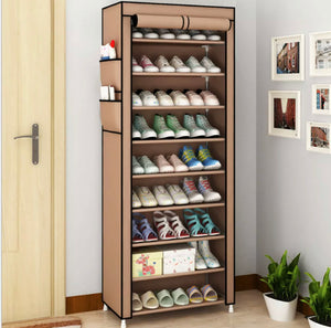 Dustproof Metal Frame Canvas Shoe Rack Cabinet