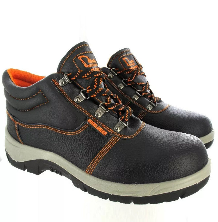 Rocklander Leather Safety Boots Steel Toe Cap Lace Up New Work Shoes Sizes 8 9 NEW