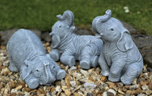 Load image into Gallery viewer, 3 Laughing Elephants Garden Ornaments