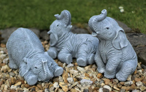 3 Laughing Elephants Garden Ornaments