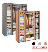 Load image into Gallery viewer, LARGE FABRIC CANVAS WARDROBE WITH HANGING RAIL SHELVING CLOTHES STORAGE • NEW valu2U • FREE DELIVERY
