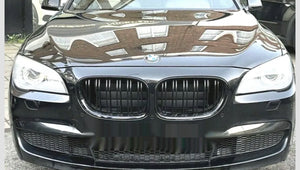 Black Gloss Kidney Grills Grilles For BMW 7 Series F01 F02 LCI 2012-2015 - Double Slate