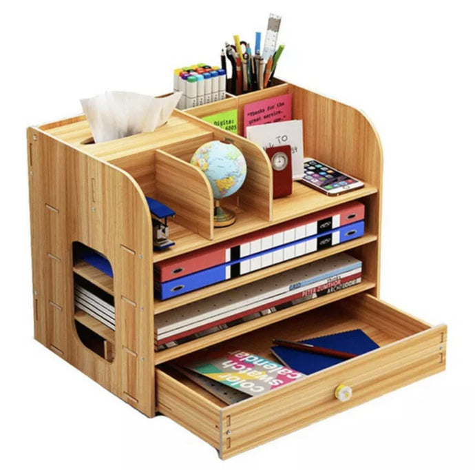 Wooden Desk Organiser Office Storage Unit