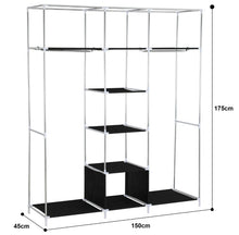 Load image into Gallery viewer, Free Standing Canvas Covered Wardrobe Clothes Rail Storage Rack