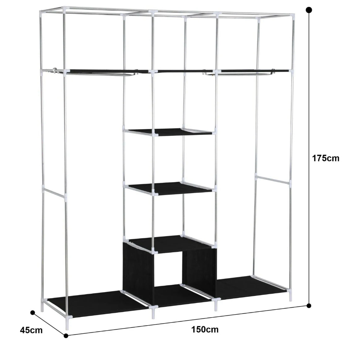 Portable Canvas Covered Wardrobe Clothes Rail Storage Rack – valu 2u