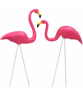 Set of 2 x Lawn Flamingos Garden Pond Ornament