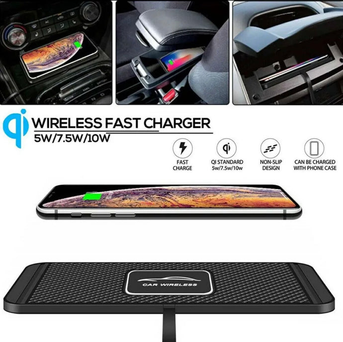 Car QI Wireless Fast Charging Charger Mat Non-Slip Pad