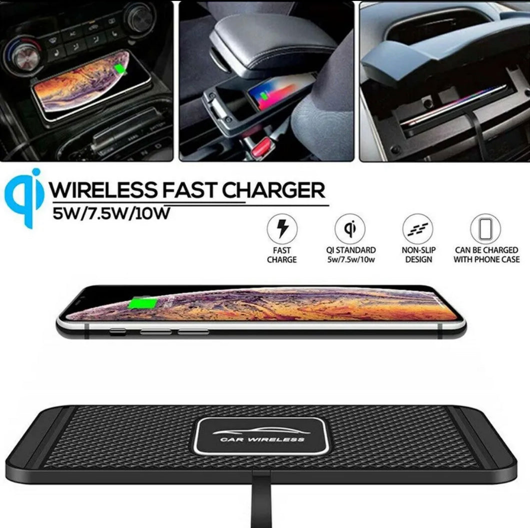 Car QI Wireless Fast Charging Charger Mat Non-Slip Pad Holder For iPhone/Samsung etc