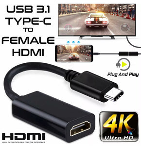 USB Type C to Female HDMI HDTV Cable 4K Adapter For Mac Samsung S Series Huawei etc • New valu2u • Free Delivery