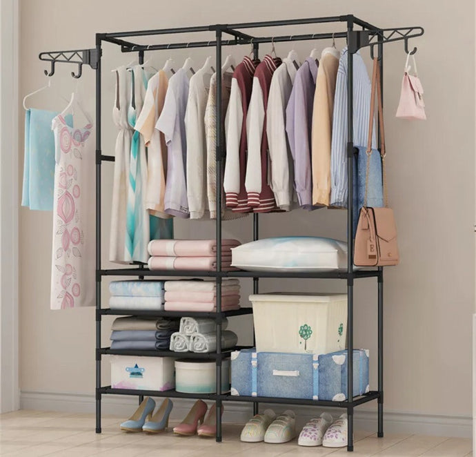 Clothes Hanging Rail Rack Display Stand Garment Shoe Storage Shelf