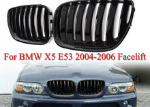 Load image into Gallery viewer, Pair Front Kidney Grill Grille Gloss Black For BMW X5 E53 Facelift 04-06