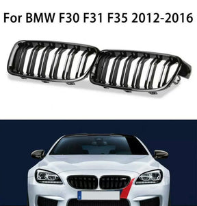 Gloss Black Kidney Grill Twin Bar For BMW 3 Series F30 F31 F35 • 2012-2016