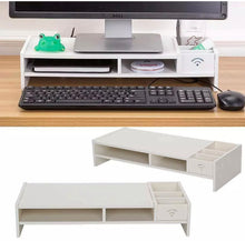 Load image into Gallery viewer, Laptop / Monitor Riser Stand Tidy PC Screen TV Desk Storage Plinth White
