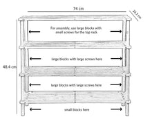 Load image into Gallery viewer, 4 Tier Wooden Slated Shoe Rack Holder Natural, Walnut or Dark Wood