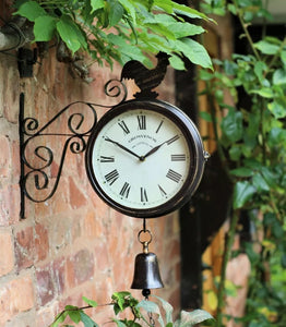Garden Wall Station Clock double sided Bracket Copper Effect