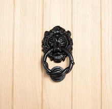Load image into Gallery viewer, 2 x Lion Head Door Knockers Cast Iron Vintage Antique Country Style H150mm Black