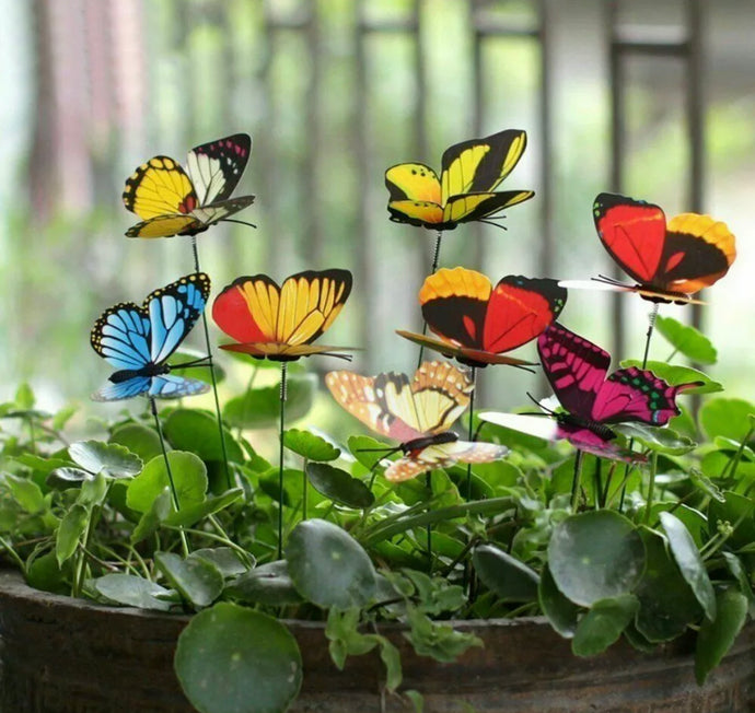 50 x Colourful Garden Butterflies On Sticks