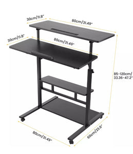 Mobile Computer Desk Height Adjustable Stand Up Workstation Laptop Table • New Valu2u • Free Delivery