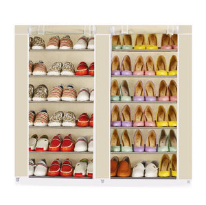 6 Tier Double Shoe Rack Canvas Storage Organiser