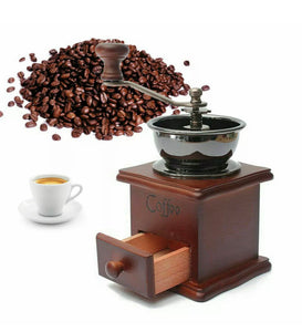 Wooden Retro Coffee Bean Mill Hand Crank Manual Driven Grinder