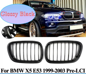 Gloss Black Kidney Grill For BMW X5 E53 Pre-Facelift 1999-2003