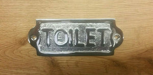 Cast Iron Toilet Sign Bronze or Chrome Effect