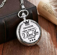 Load image into Gallery viewer, Pocket Watch &quot;To MY GRANDPA I LOVE YOU” Quartz with Chain Retro Silver • NEW valu2U • FREE DELIVERY