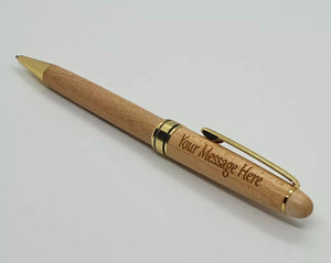Personalised Engraved Wooden Black Ballpoint Pen