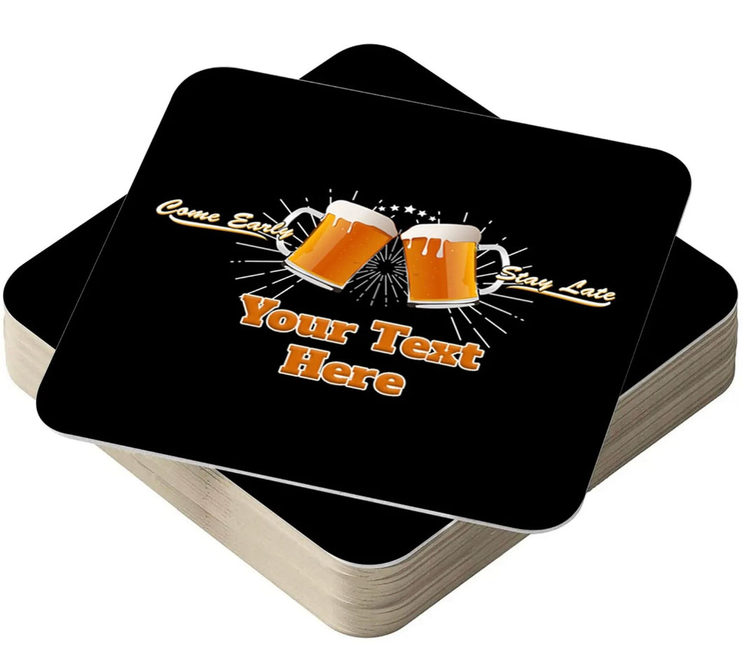 Personalised Beer Mats in Packs of 48 or 96 Add Your Text 7 Different Designs