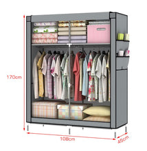 Load image into Gallery viewer, LOEFME Canvas Fabric Wardrobe Large Shelving Clothes Storage with Hanging Rail