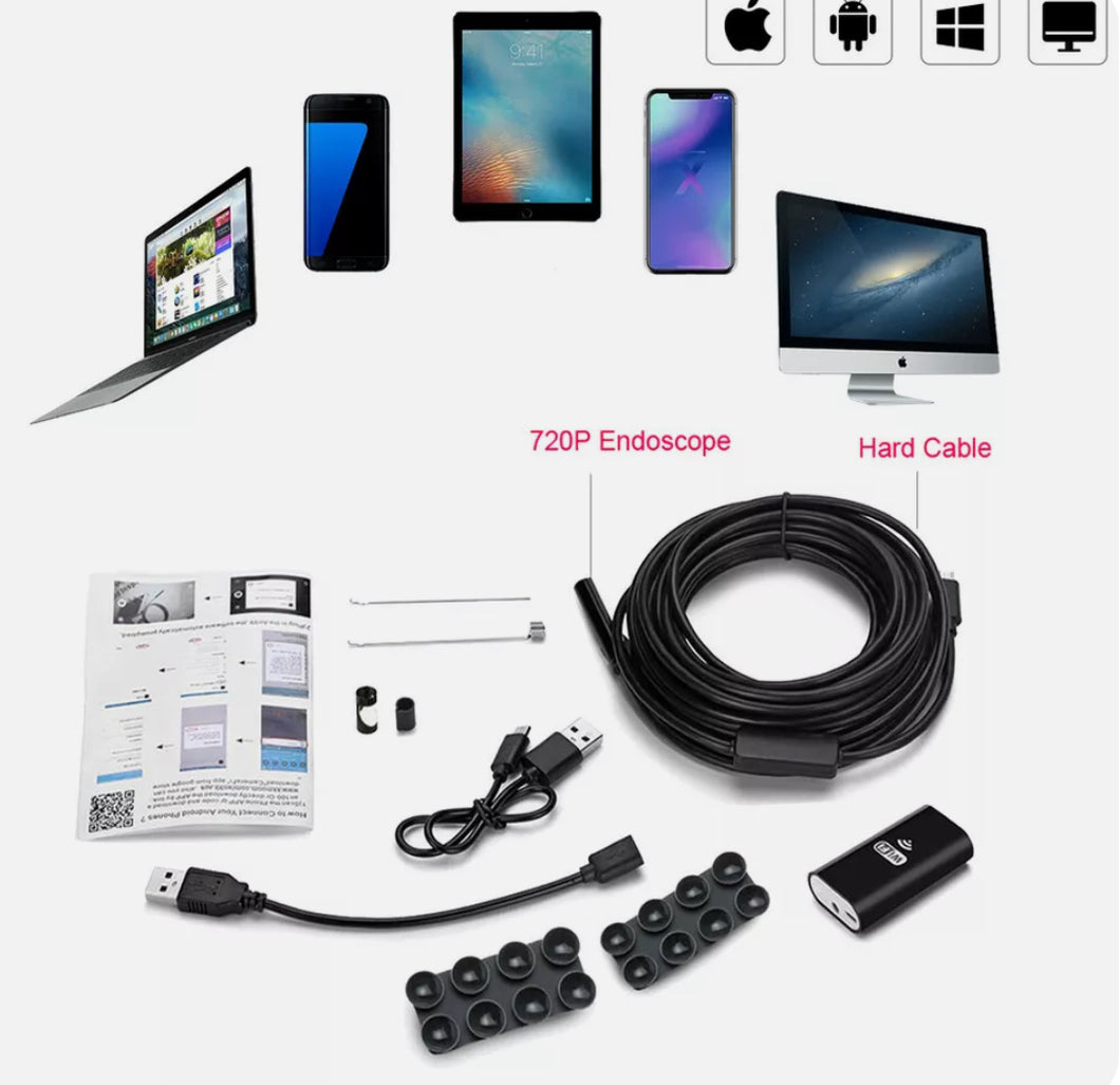 WIFI 3in1 Endoscope Camera Wireless Borescope Inspection for iPhone Android