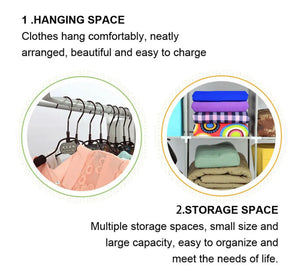 LOEFME Large Canvas Fabric Wardrobe With Clothes Hanging Rail Storage Cupboard