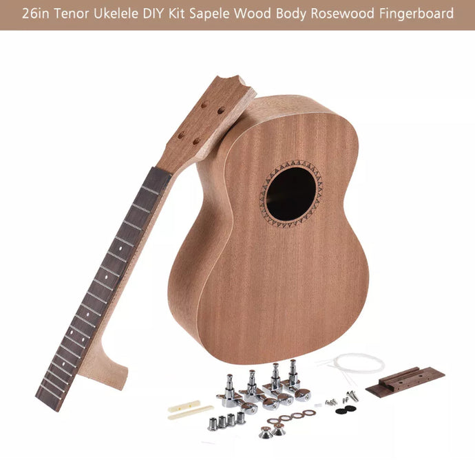 26in Tenor Ukelele Guitar DIY Kit Sapele Wood Body