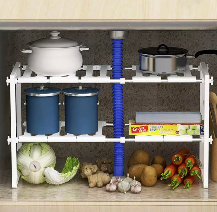 Under Kitchen Sink Shelf Storage Adjustable Rack