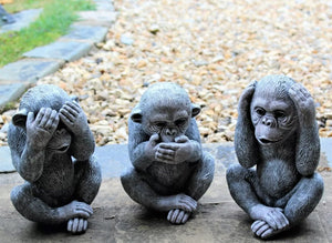 Garden Ornament 3 Wise Monkeys for Outdoor or Indoor