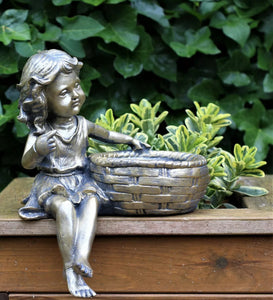 Garden Ornament Planter Cherubs Boy & Girl