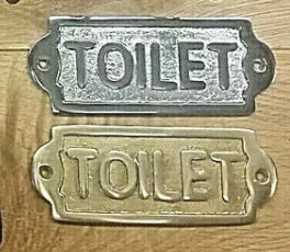 Cast Iron Toilet Sign Bronze or Chrome Effect